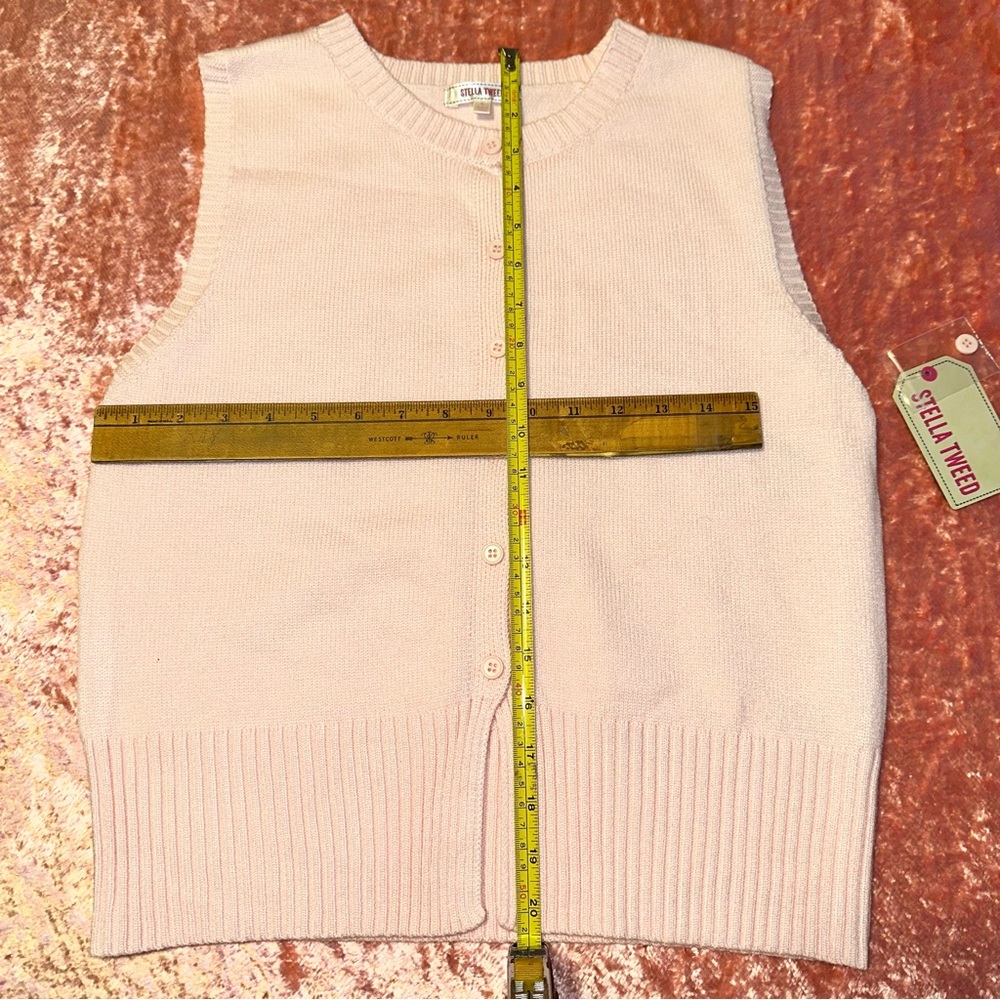 NWT Stella Tweed Pink Women's Sweater Vest size L - Picture 4 of 6